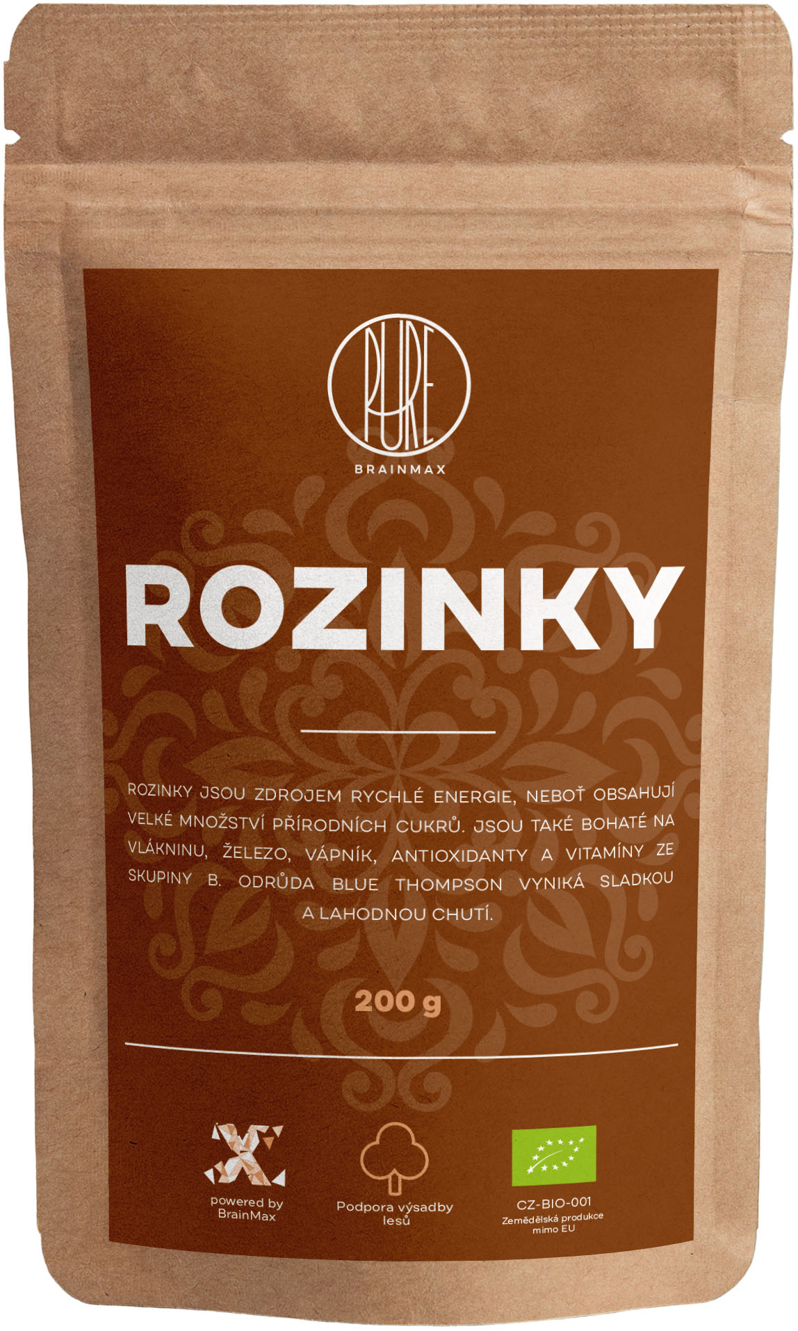 Levně BrainMax Pure Rozinky Blue Thompson BIO, 200g *CZ-BIO-001 certifikát *CZ-BIO-001 certifikát, Expirace 6/2024