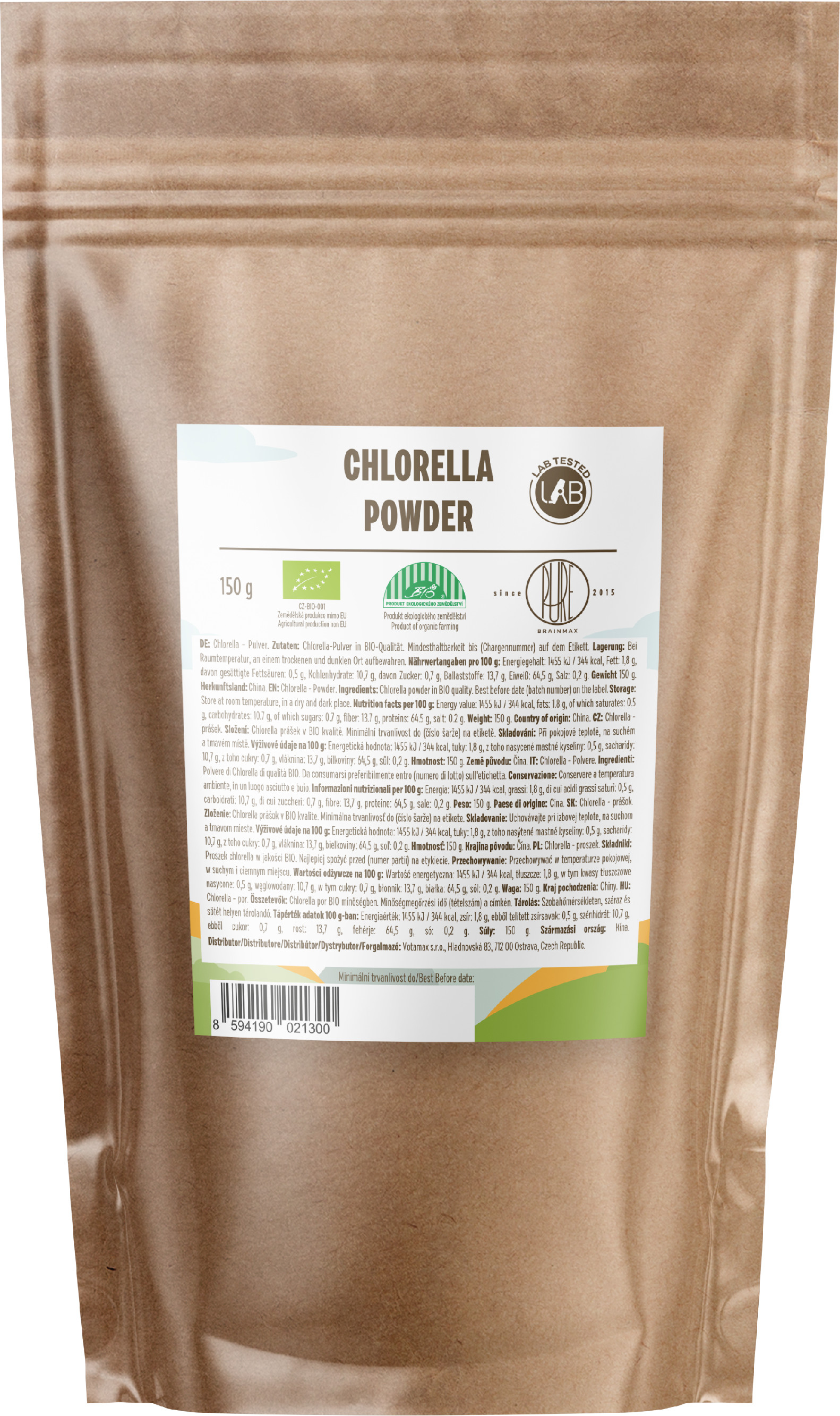 BrainMax Pure Chlorella BIO, 150 g Obrázek