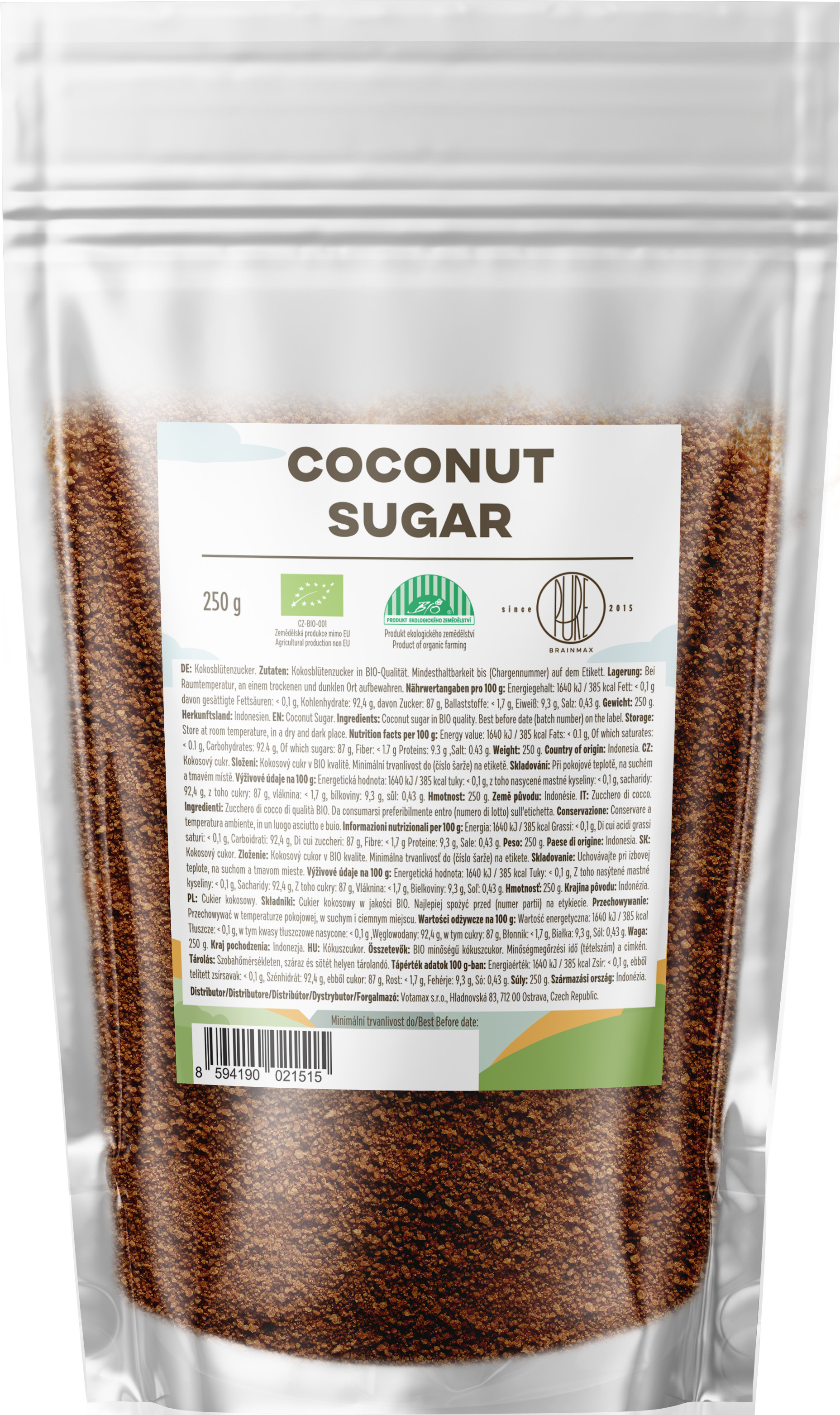 BrainMax Pure Kokosový cukr BIO, 250 g Obrázek