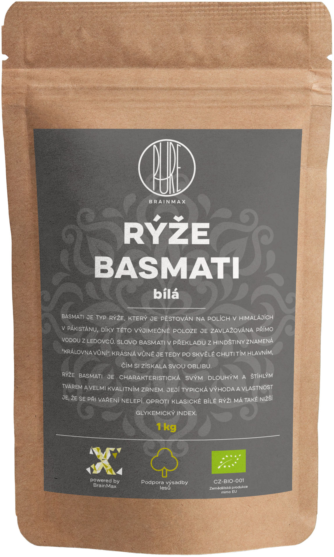 Levně BrainMax Pure Rýže, bílá, Basmati BIO, 1kg *CZ-BIO-001 certifikát