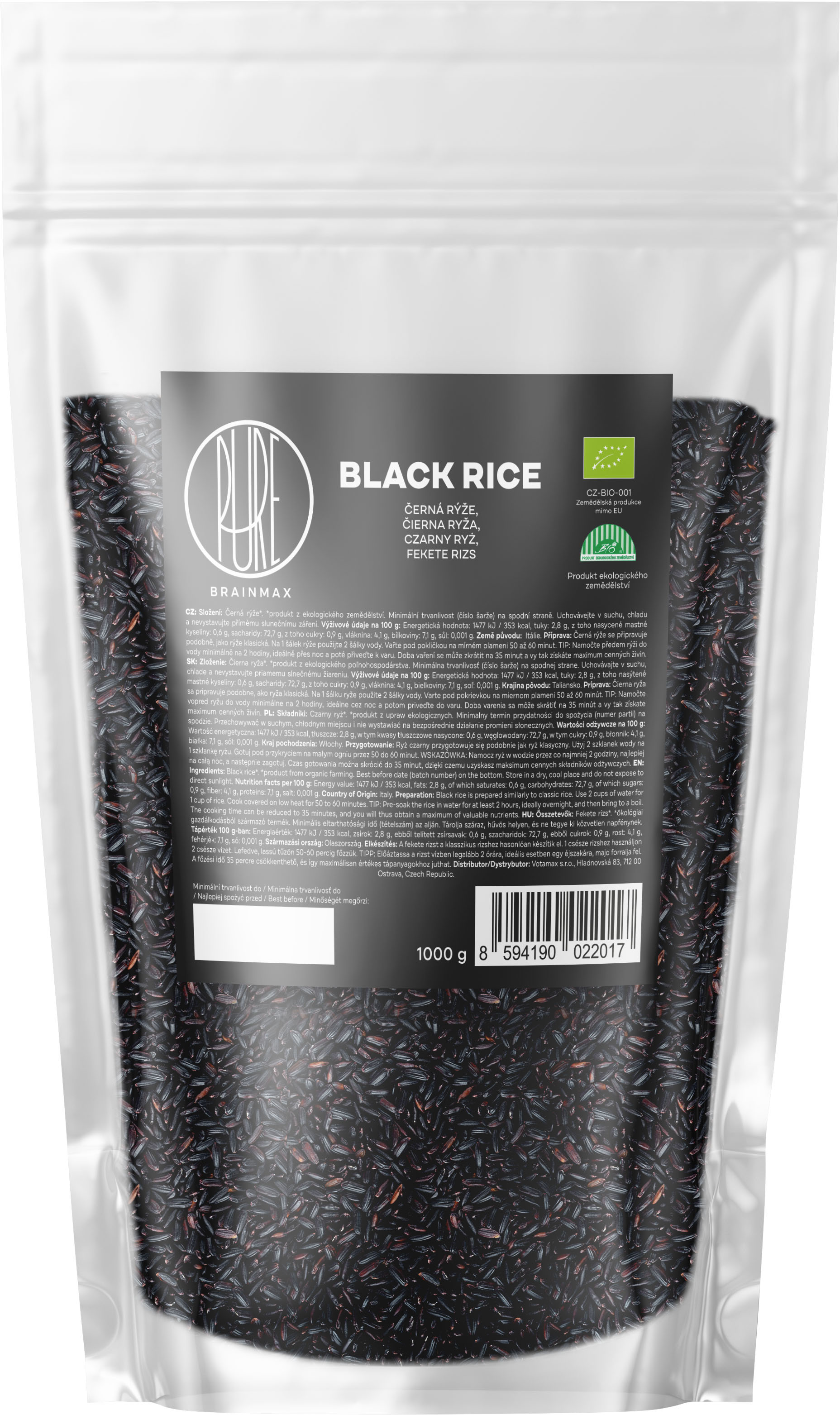 Levně BrainMax Pure Rýže, černá BIO, 1kg *CZ-BIO-001 certifikát