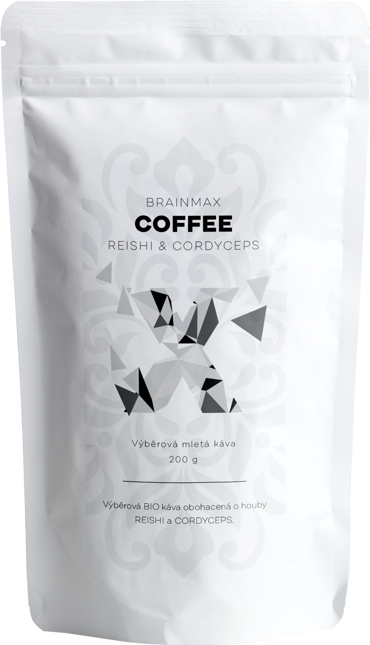 BrainMax Coffee Reishi & Cordyceps, káva s vitálními houbami, BIO, 200g *CZ-BIO-001 certifikát / Výběrová BIO arabica s extrakty z Reishi a Cordyceps sinensis