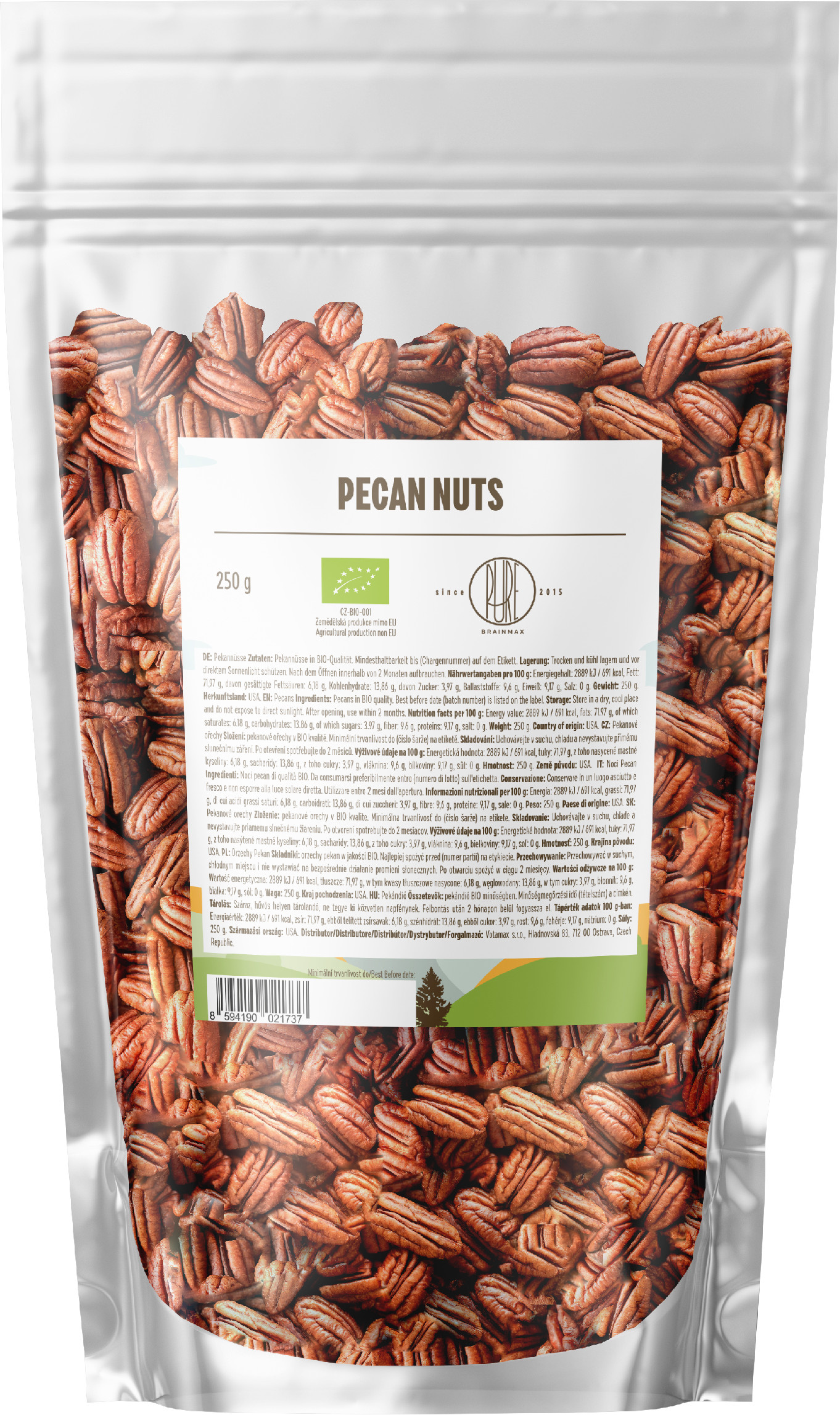 BrainMax Pure Pekanové ořechy BIO, 250 g Obrázek