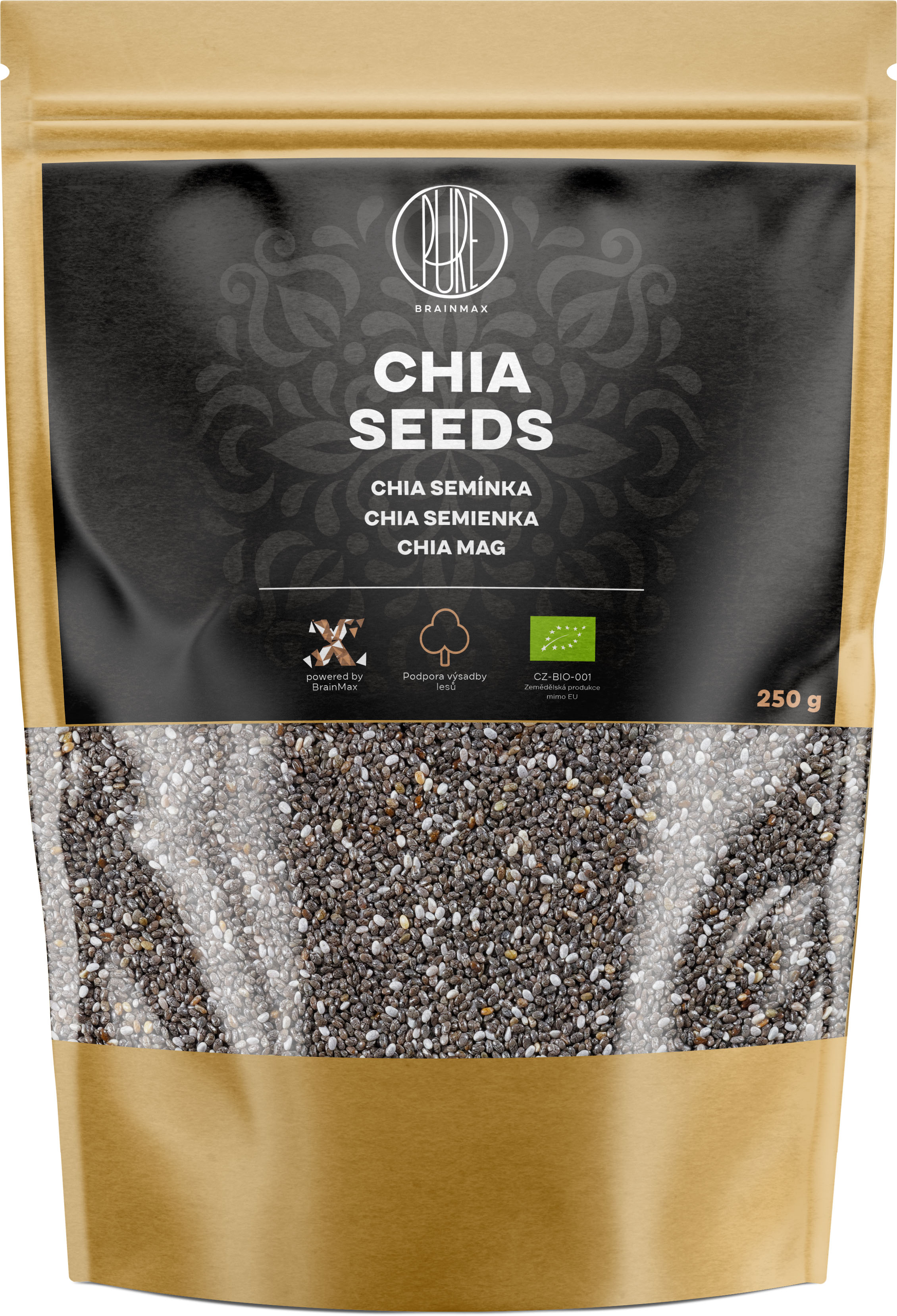 Levně BrainMax Pure Chia Seeds, Chia semínka BIO, 250 g *CZ-BIO-001 certifikát