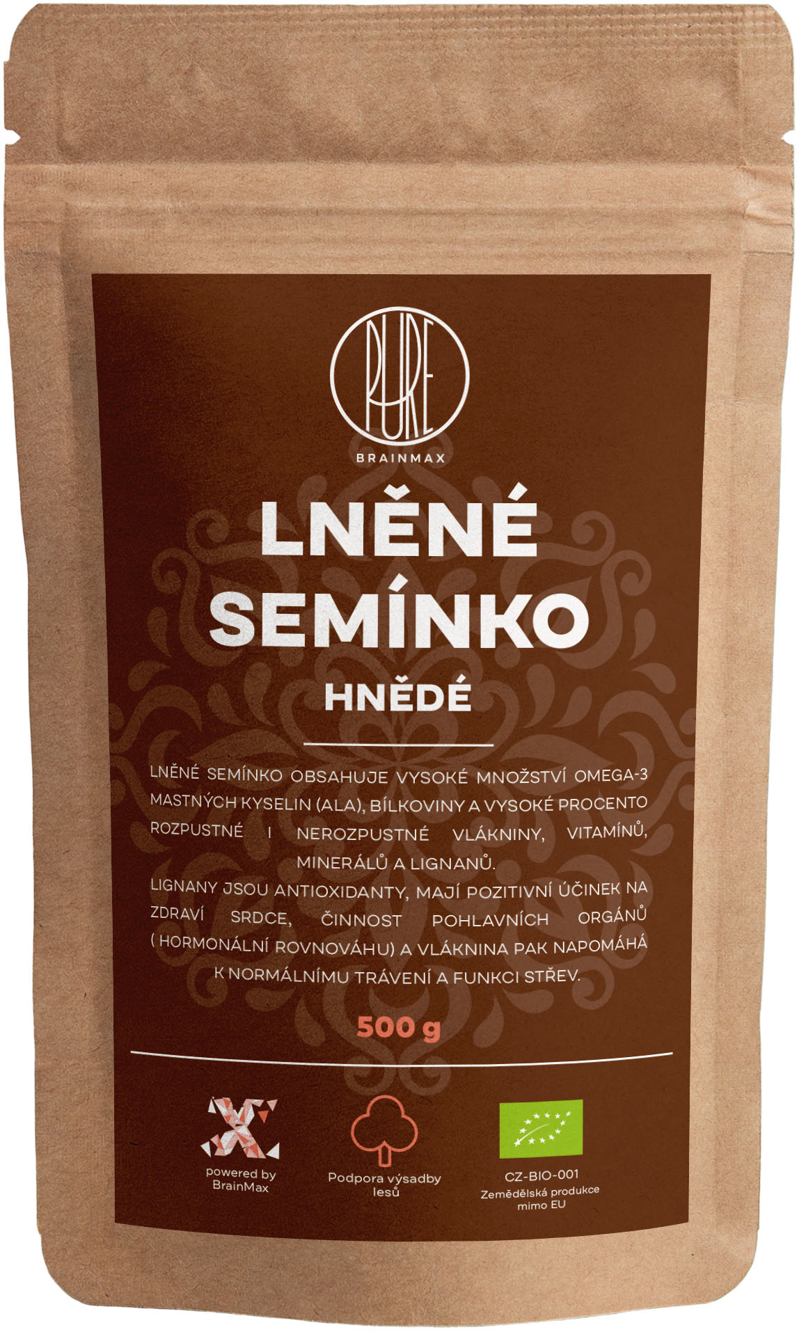 Levně BrainMax Pure Lněné semínko (hnědé) BIO, 500 g *CZ-BIO-001 certifikát