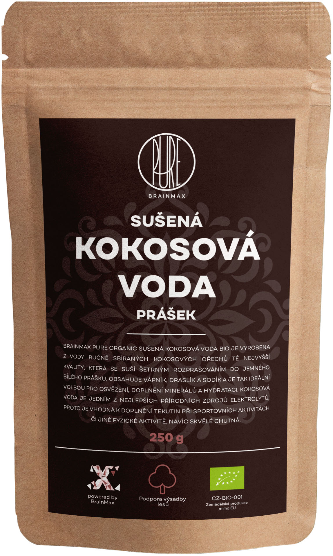 Levně BrainMax Pure Kokosová voda BIO prášek, 250 g *CZ-BIO-001 certifikát