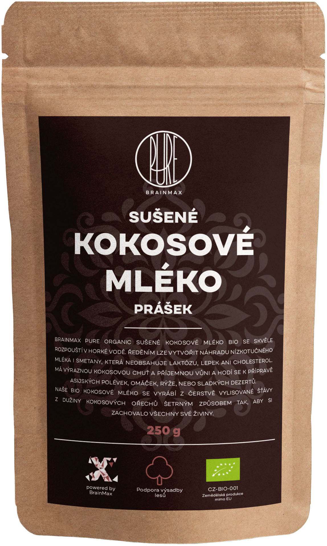 Levně BrainMax Pure Kokosové mléko BIO prášek, 250 g *CZ-BIO-001 certifikát