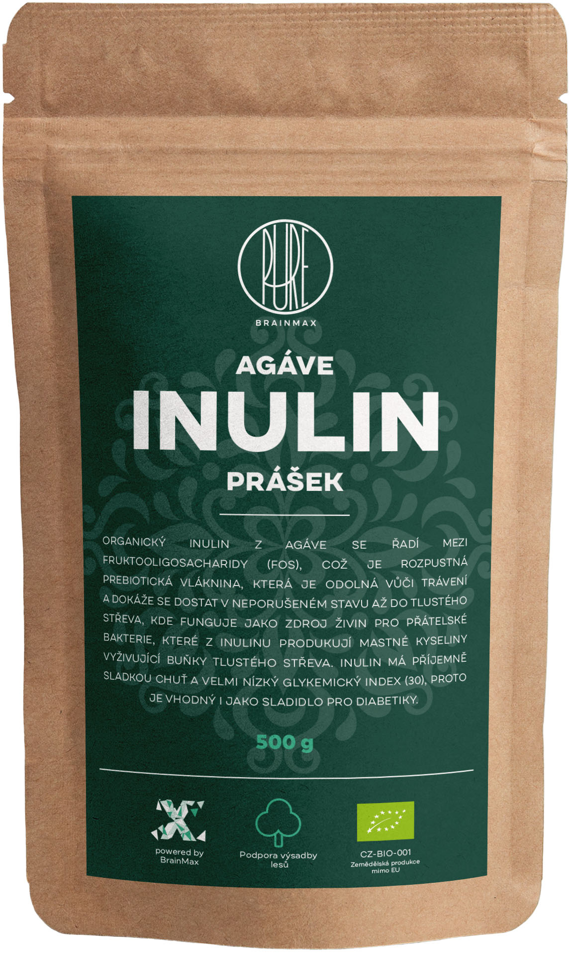 Levně BrainMax Pure Agáve Inulin BIO, 500 g *CZ-BIO-001 certifikát