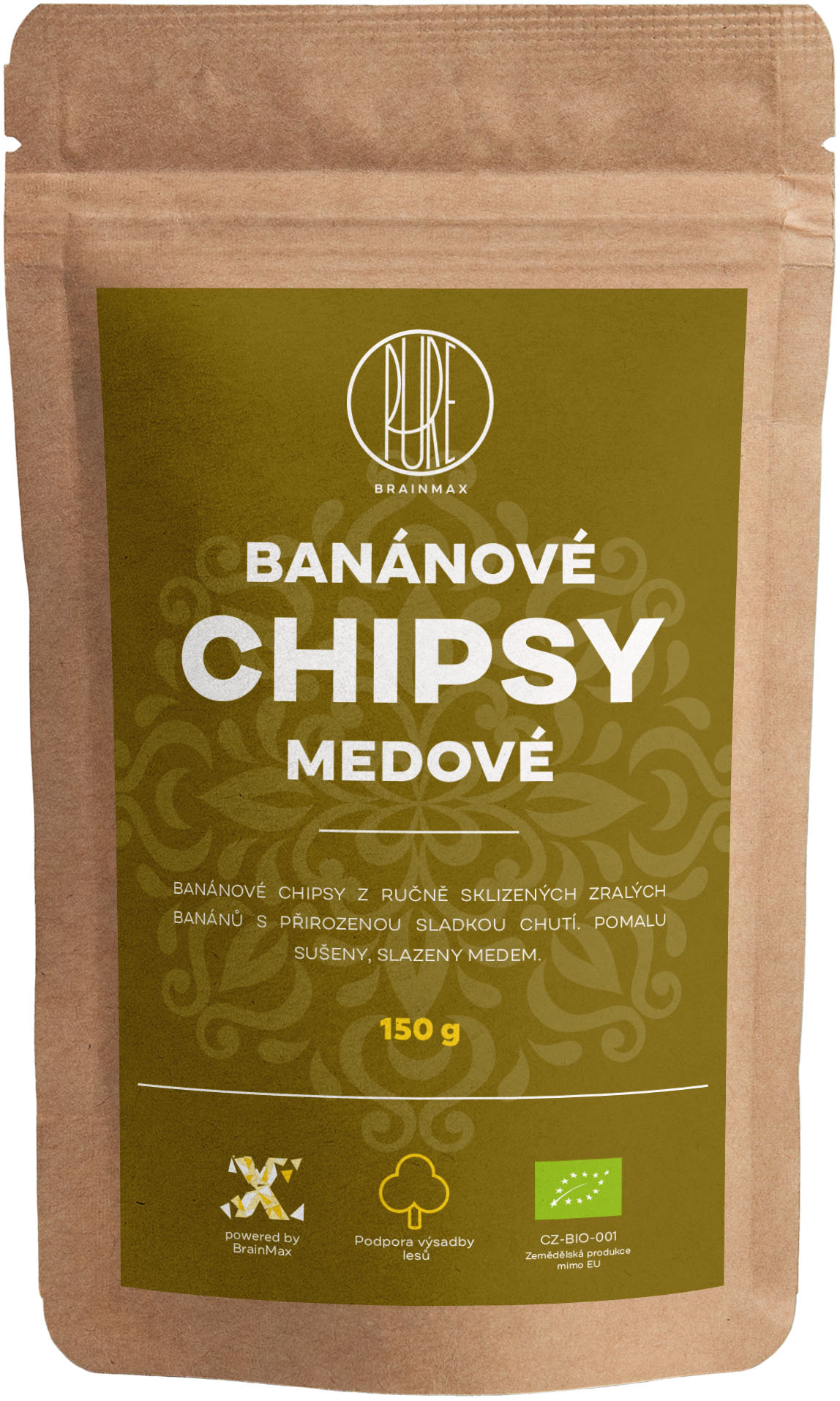 BrainMax Pure Banánové chipsy medové BIO, 150 g *CZ-BIO-001 certifikát