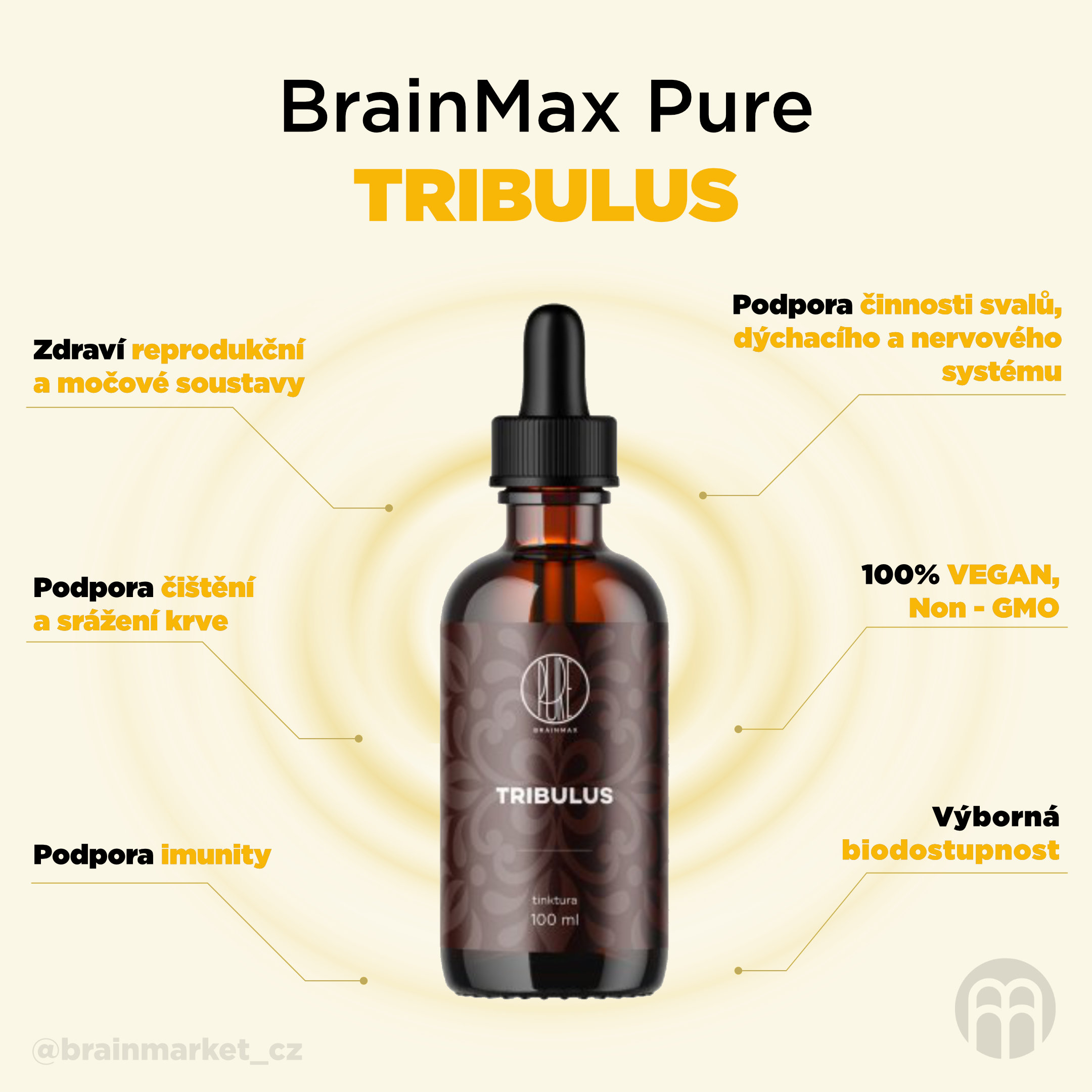 BrainMax Pure Tribulus, Kotvičník zemní, tinktura 1:3, 100 ml Obrázek