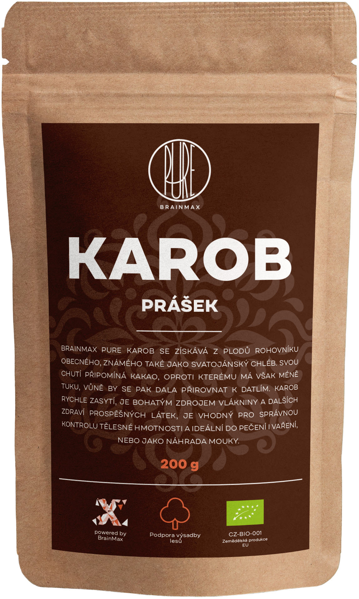 Levně BrainMax Pure Carob (Karob) BIO, 200 g *CZ-BIO-001 certifikát