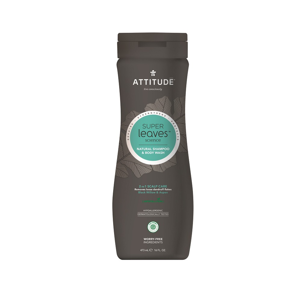 Attitude - Přírodní pánský šampón & tělové mýdlo 2v1 s detoxikačním účinkem - proti lupům, 473 ml