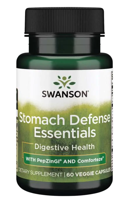 Swanson Stomach Defense with PepZinGl (ochrana žaludku), 60 rostlinných kapslí