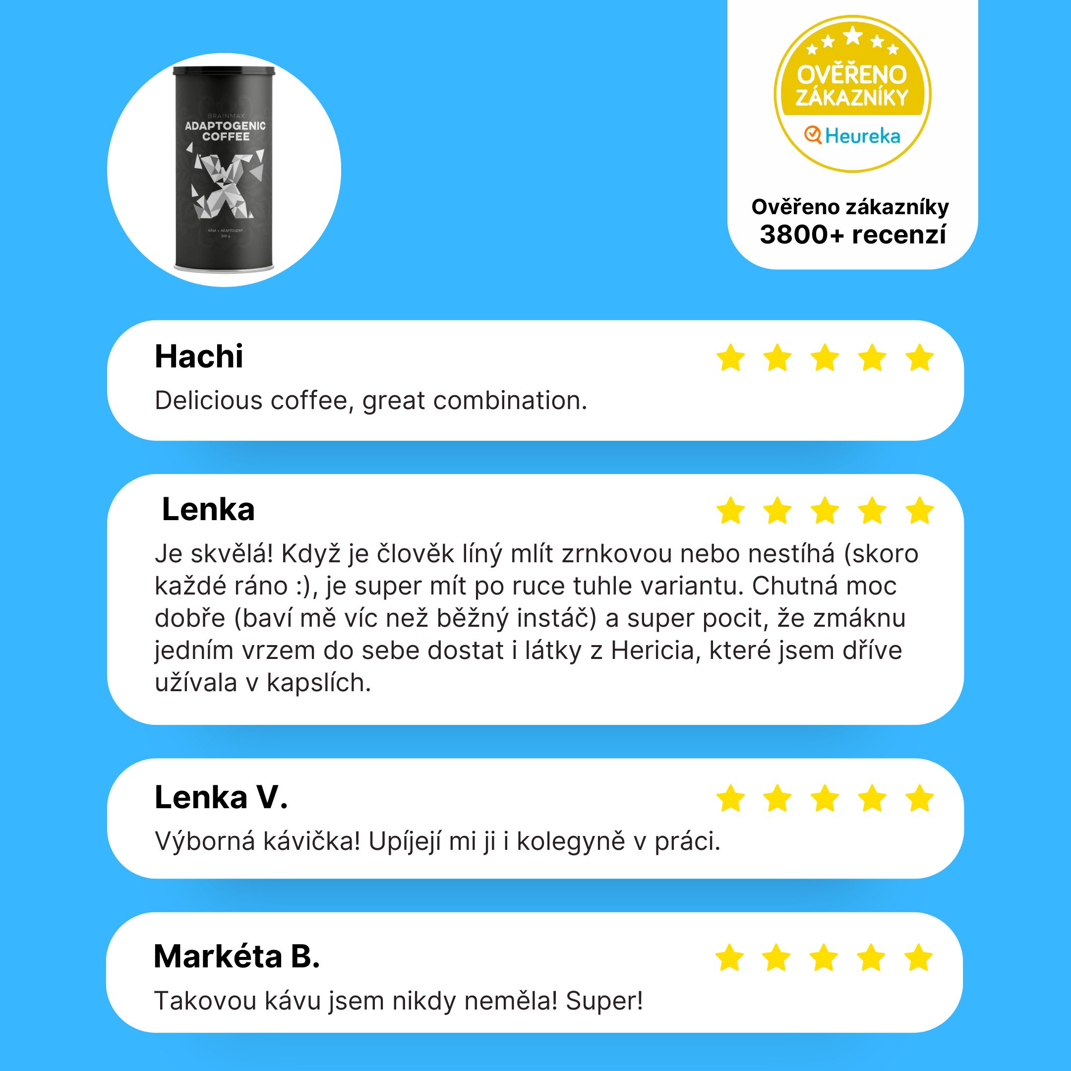 BrainMax Adaptogenic Coffee, Instantní BIO káva s adaptogeny, 300g Obrázek