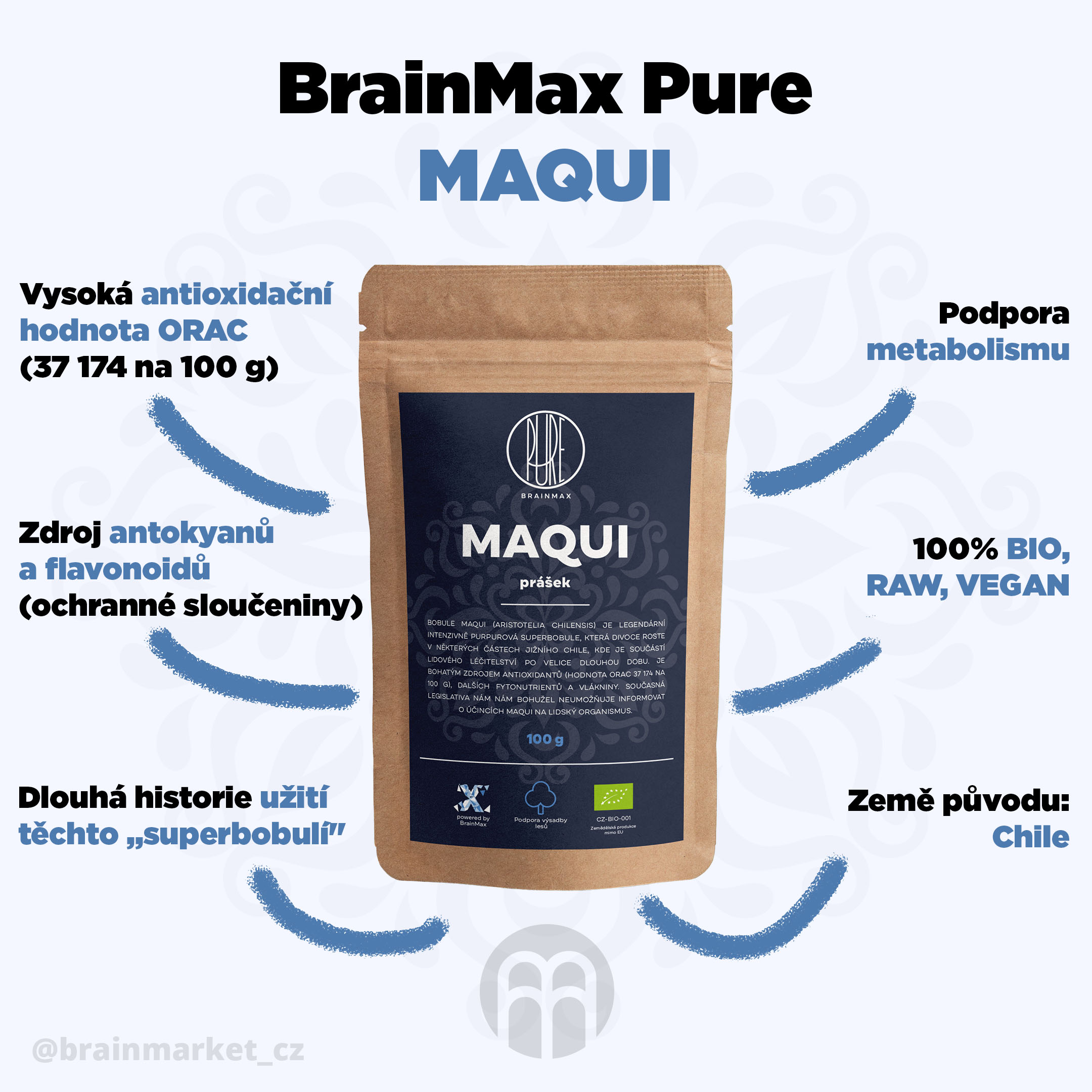 BrainMax Pure Maqui BIO prášek, 100 g Obrázek