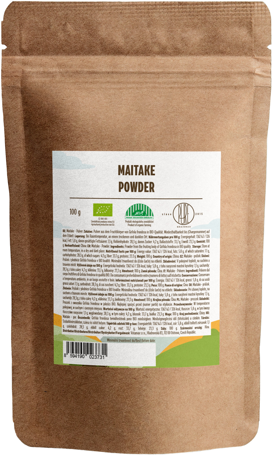 BrainMax Pure Maitake prášek BIO, 100g Obrázek