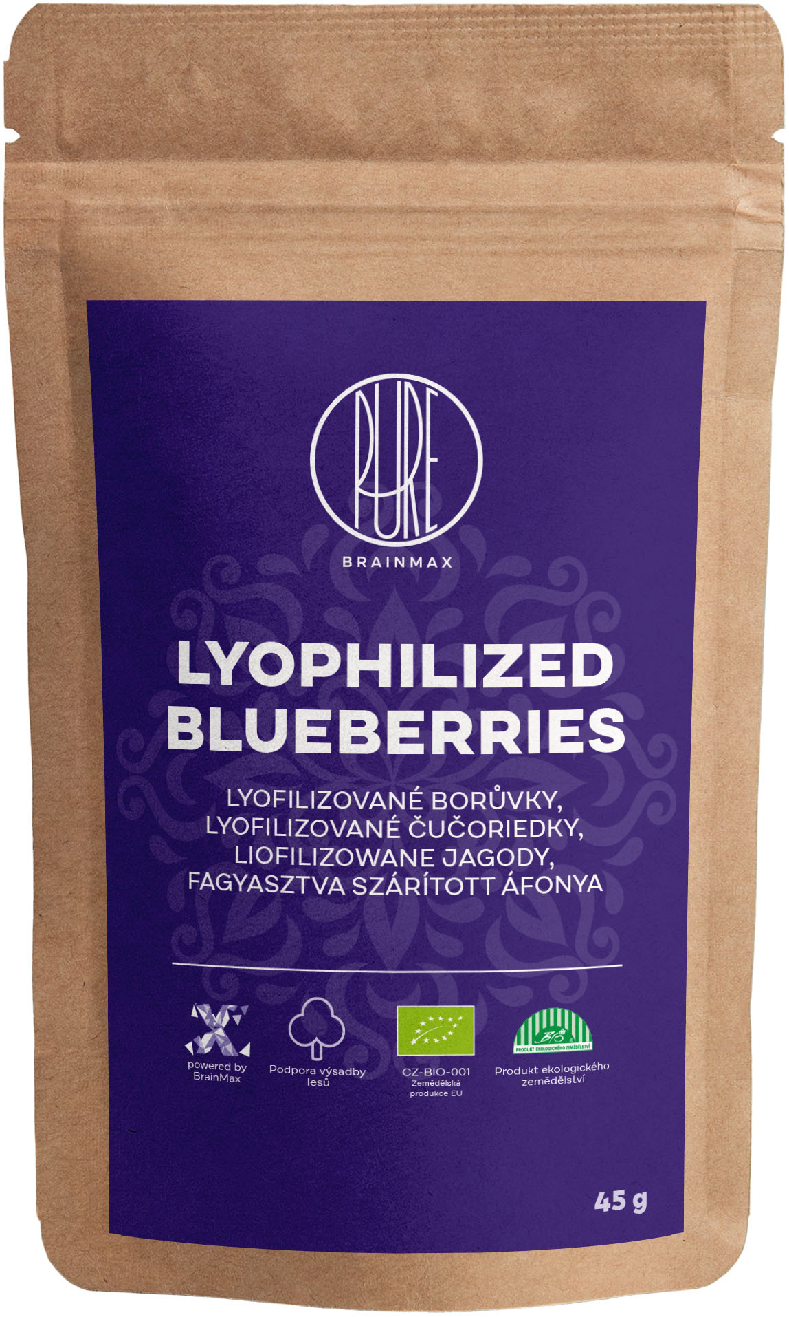 Levně BrainMax Pure Lyophilized Blueberries, Lyofilizované borůvky BIO, 45 g *CZ-BIO-001 certifikát