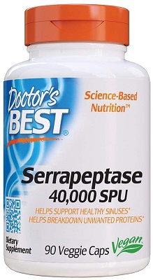 Levně Doctor's Best Serrapeptase 40 000 SPU (serapeptáza), 90 rostlinných kapslí