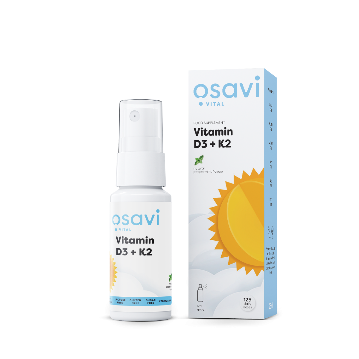 Osavi - Vitamin D3+K2 ústní sprej, máta peprná, 25 ml