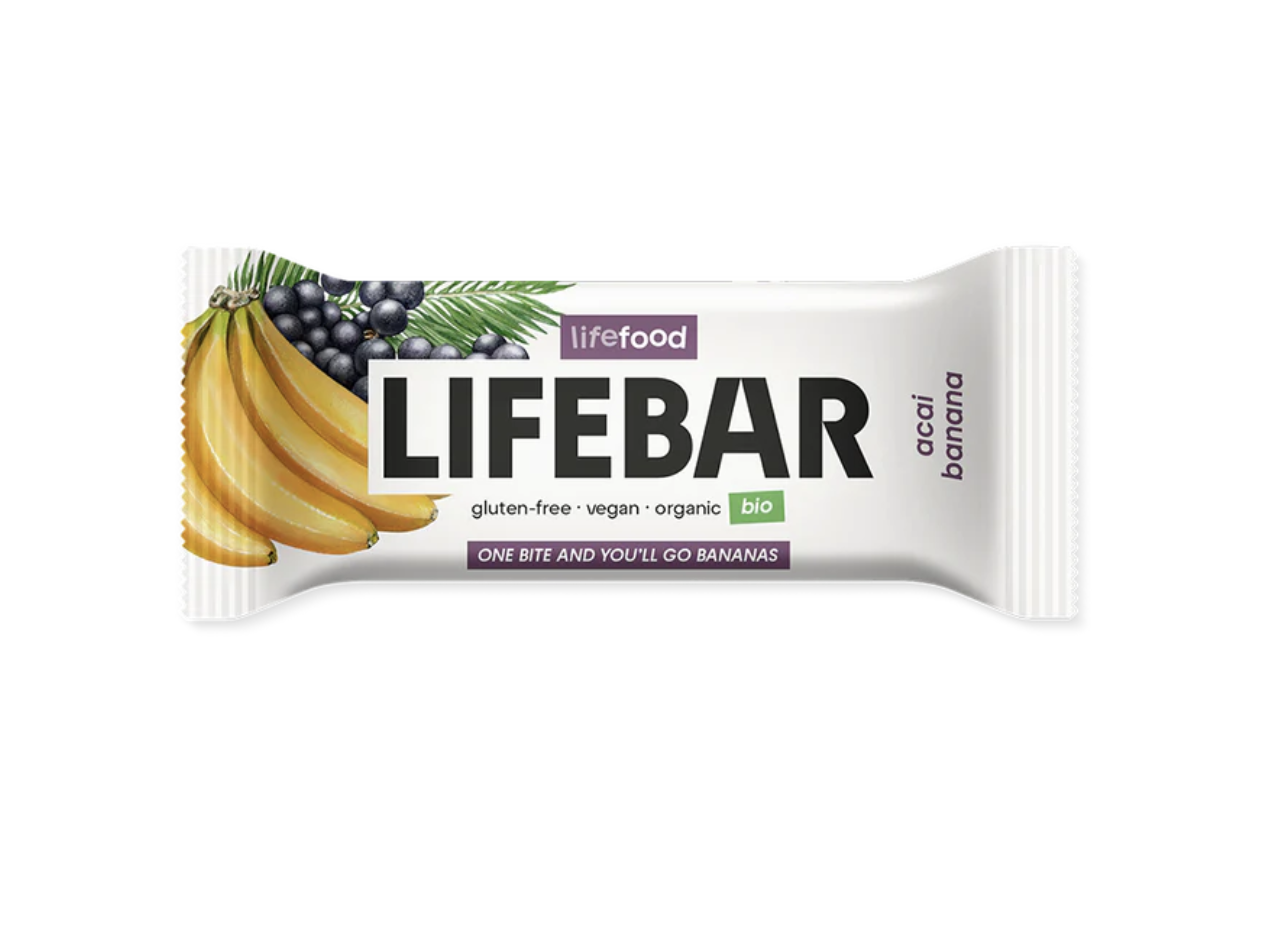 LifeFood - Tyčinka Lifebar acai s banánem BIO, RAW, 40 g CZ-BIO-001 certifikát