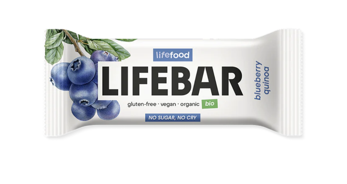 LifeFood - Tyčinka Lifebar borůvková s quinoou BIO, 40 g CZ-BIO-001 certifikát