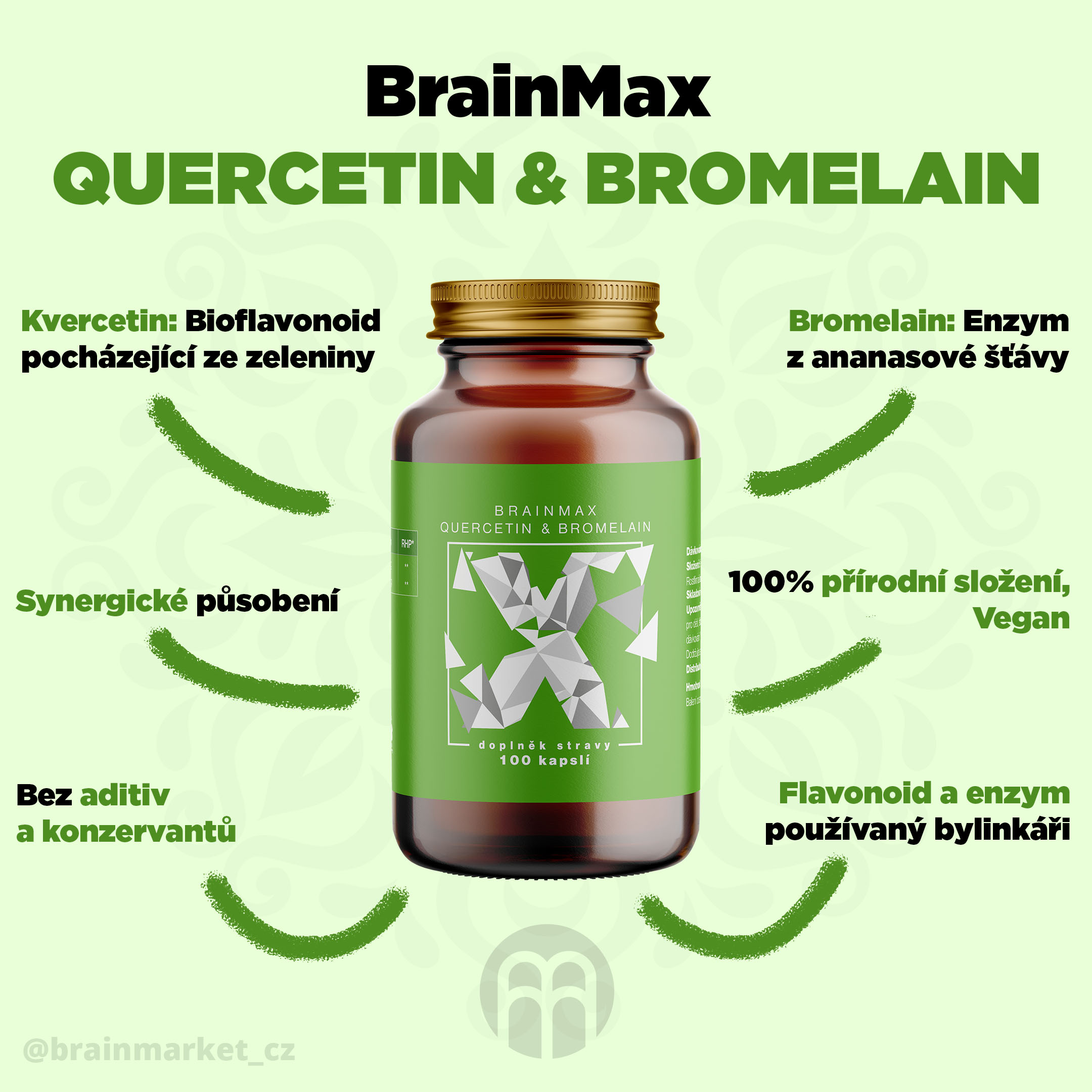 BrainMax Quercetin & Bromelain, Kvercetin a Bromelain, 4 rostlinné kapsle Obrázek