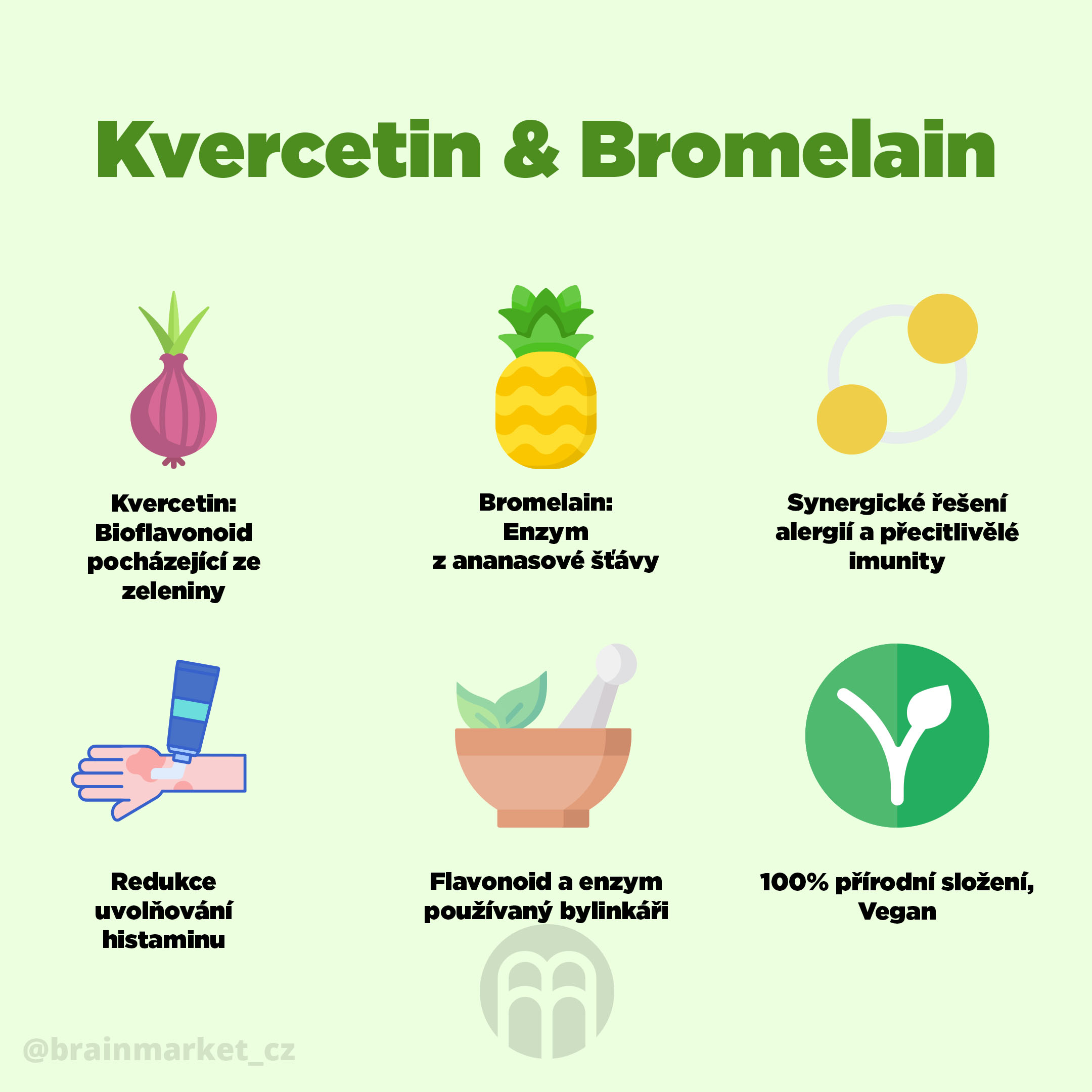 BrainMax Quercetin & Bromelain, Kvercetin a Bromelain, 4 rostlinné kapsle Obrázek