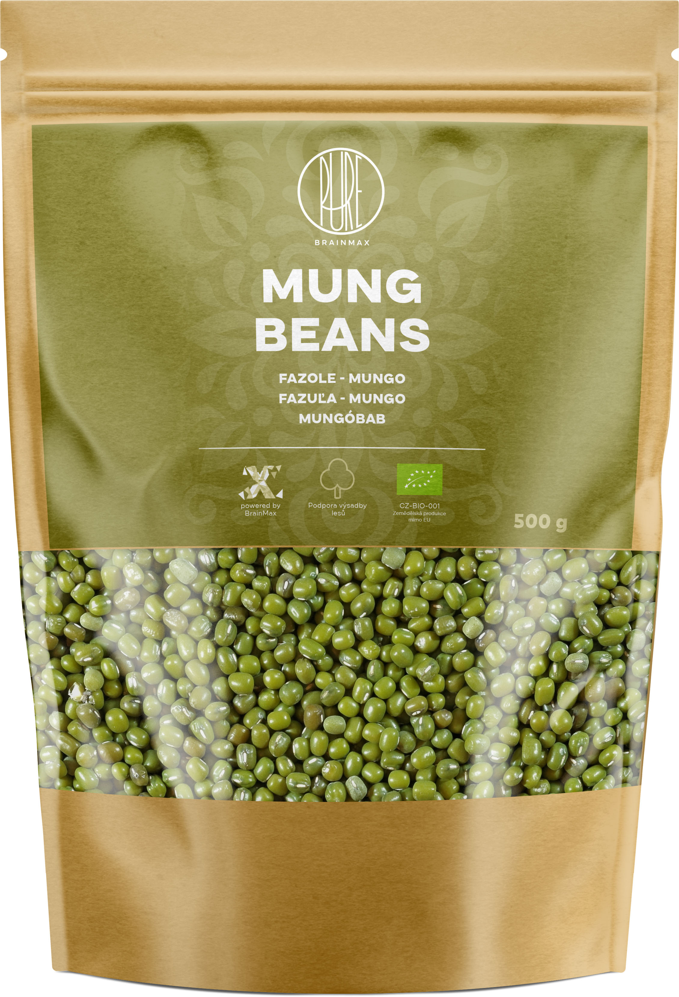 Levně BrainMax Pure Mung Beans, Fazole, Mungo, BIO, 500 g *CZ-BIO-001 certifikát
