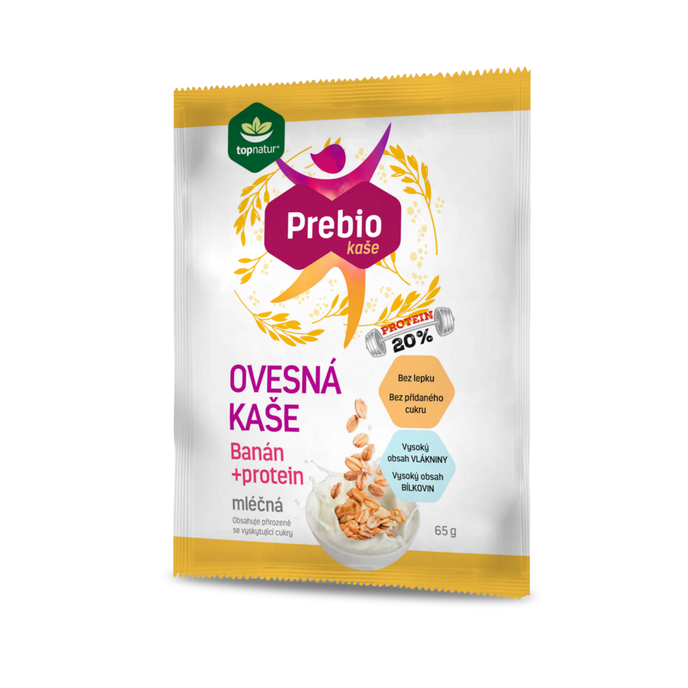 Topnatur - Prebio ovesná kaše mléčná, banán + protein, 65 g