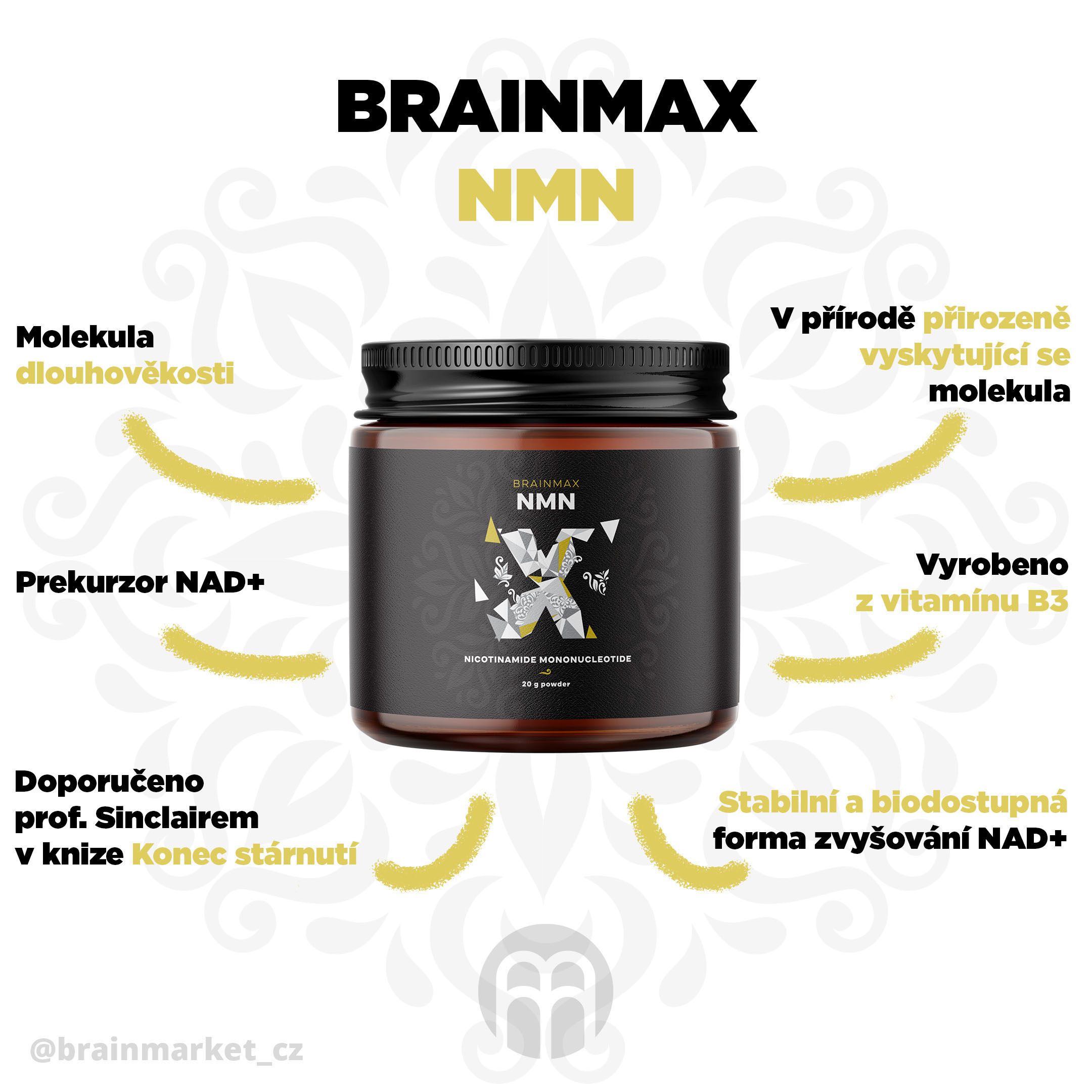 BrainMax eNeMeN, nikotinamid mononukleotid Hmotnost: 100 g Obrázek