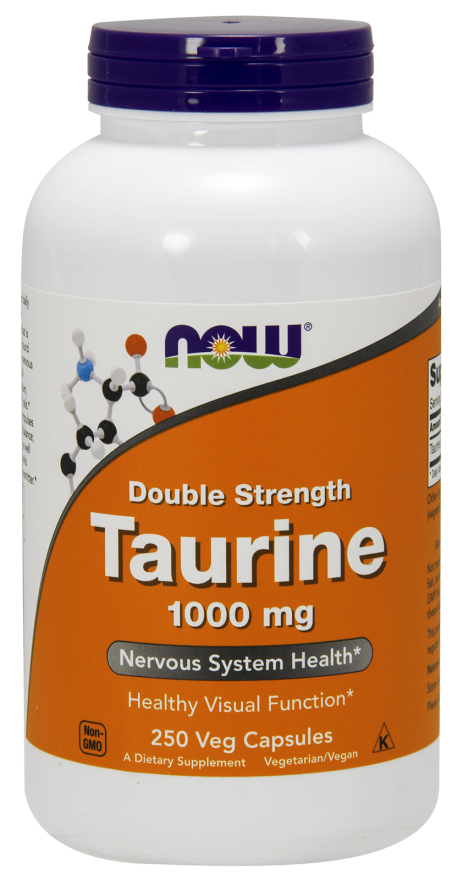 Now® Foods NOW Taurine Double Strength (Taurin dvojitá síla) 1000 mg, 250 rostlinných kapslí