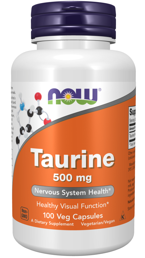 Now® Foods NOW Taurine (Taurin) 500 mg, 100 rostlinných kapslí