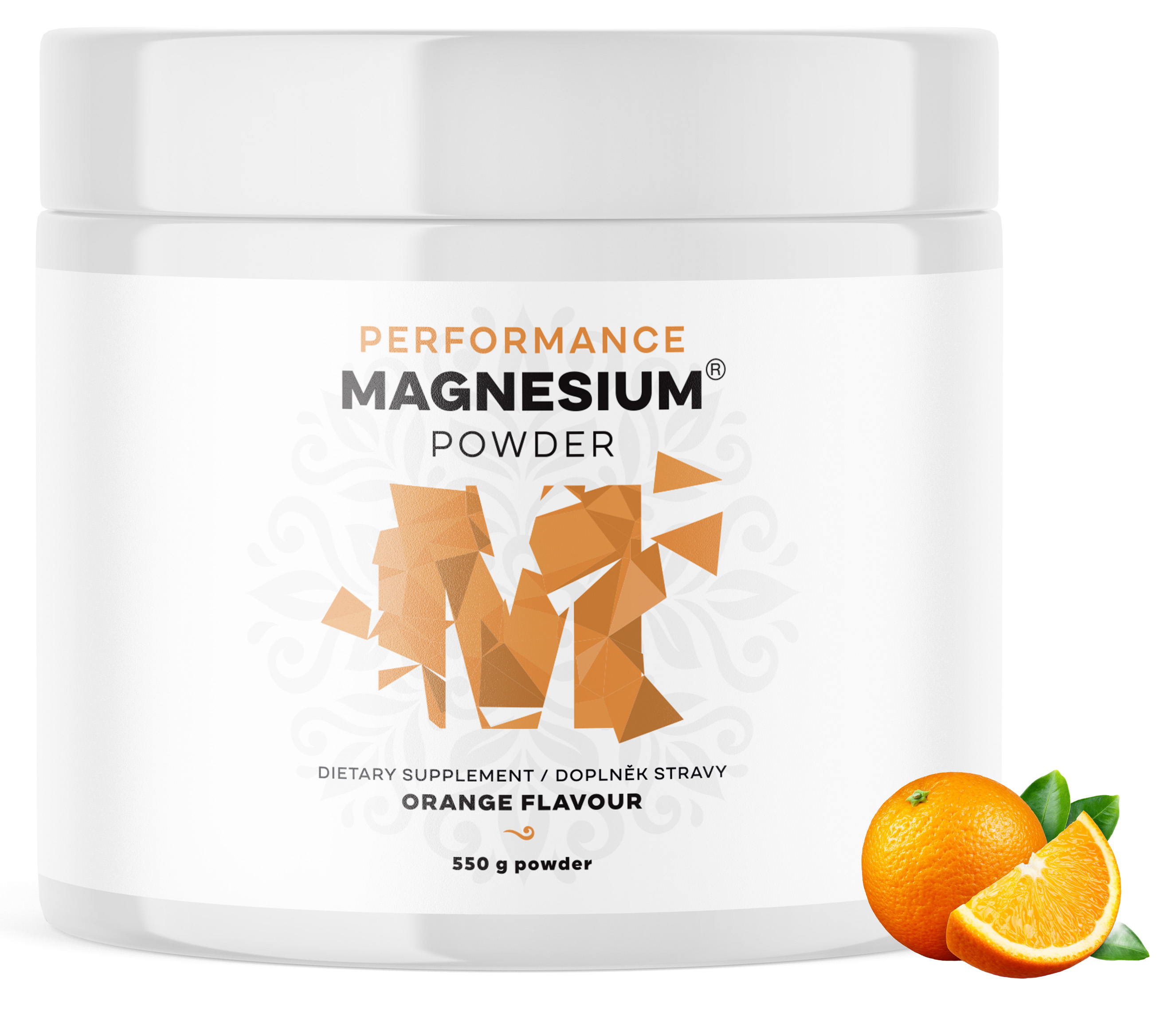 BrainMax Performance Magnesium® Powder, hořčík bisglycinát v prášku, 90 dávek, 550 g Příchuť: Pomeranč Obrázek