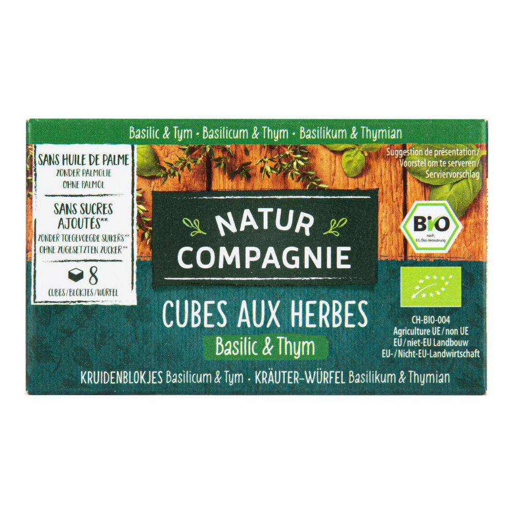 Natur Compagnie - Bujón bylinkový kostky, bazalka tymián, BIO, 80 g Natur Compagnie - Bujón bylinkový kostky, bazalka tymián, BIO, 80 g