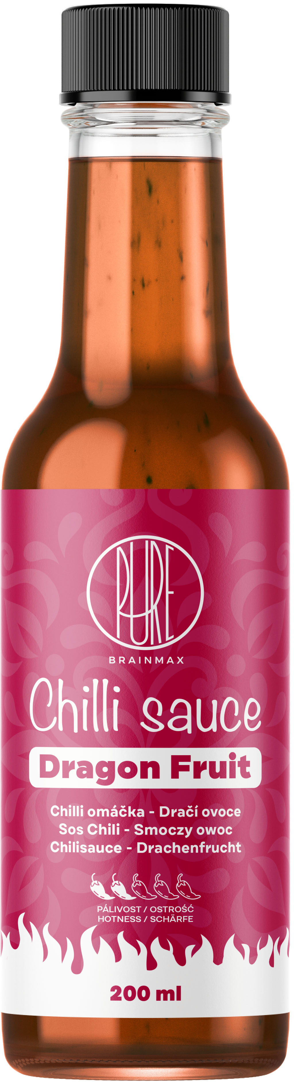 BrainMax Pure Chilli sauce, Dragon Fruit (chilli omáčka, dračí ovoce), 200 ml