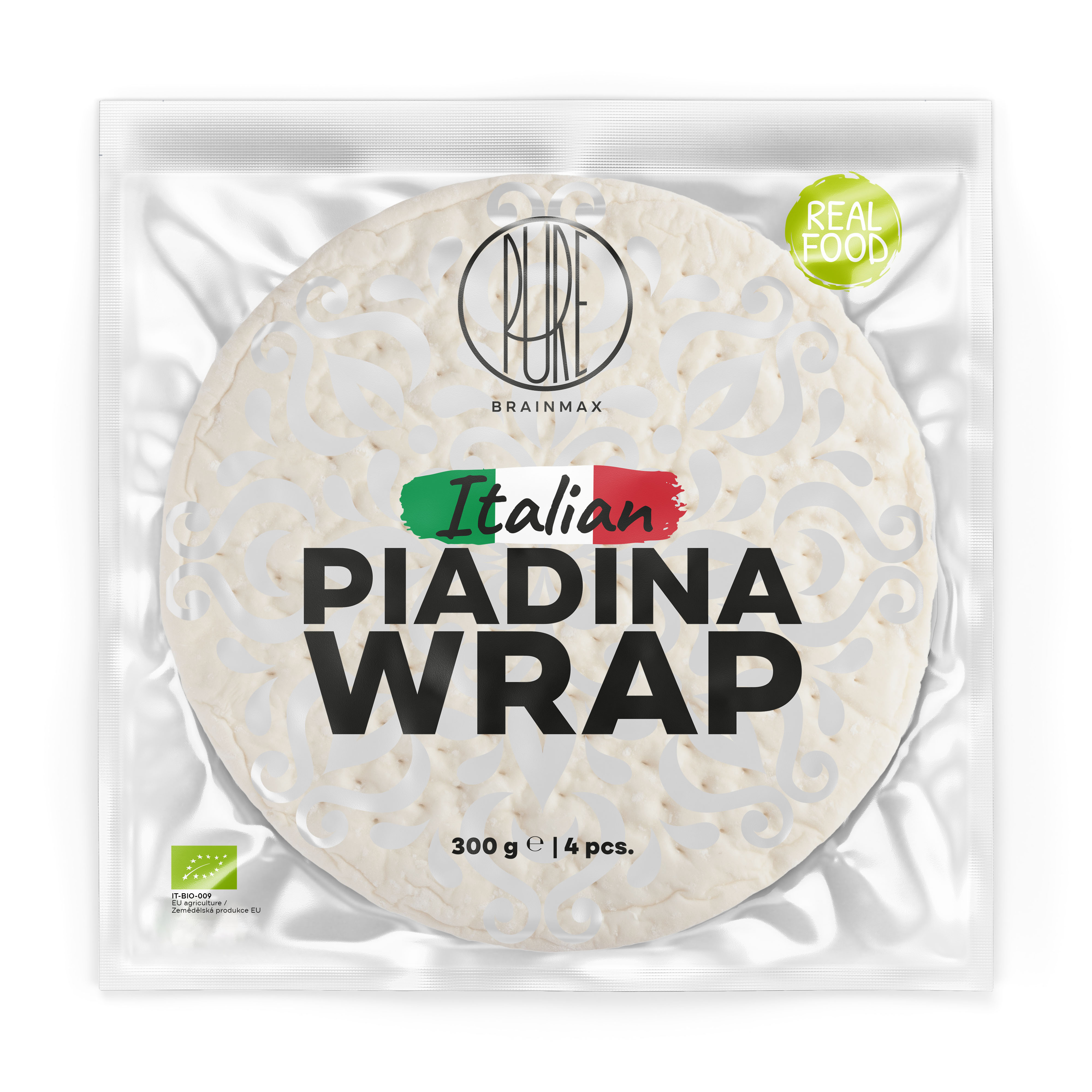 BrainMax Pure Piadina Wrap BIO, 4 ks BIO tortila z Itálie, *IT-BIO-009 certifikát BIO tortila z Itálie, *IT-BIO-009 certifikát