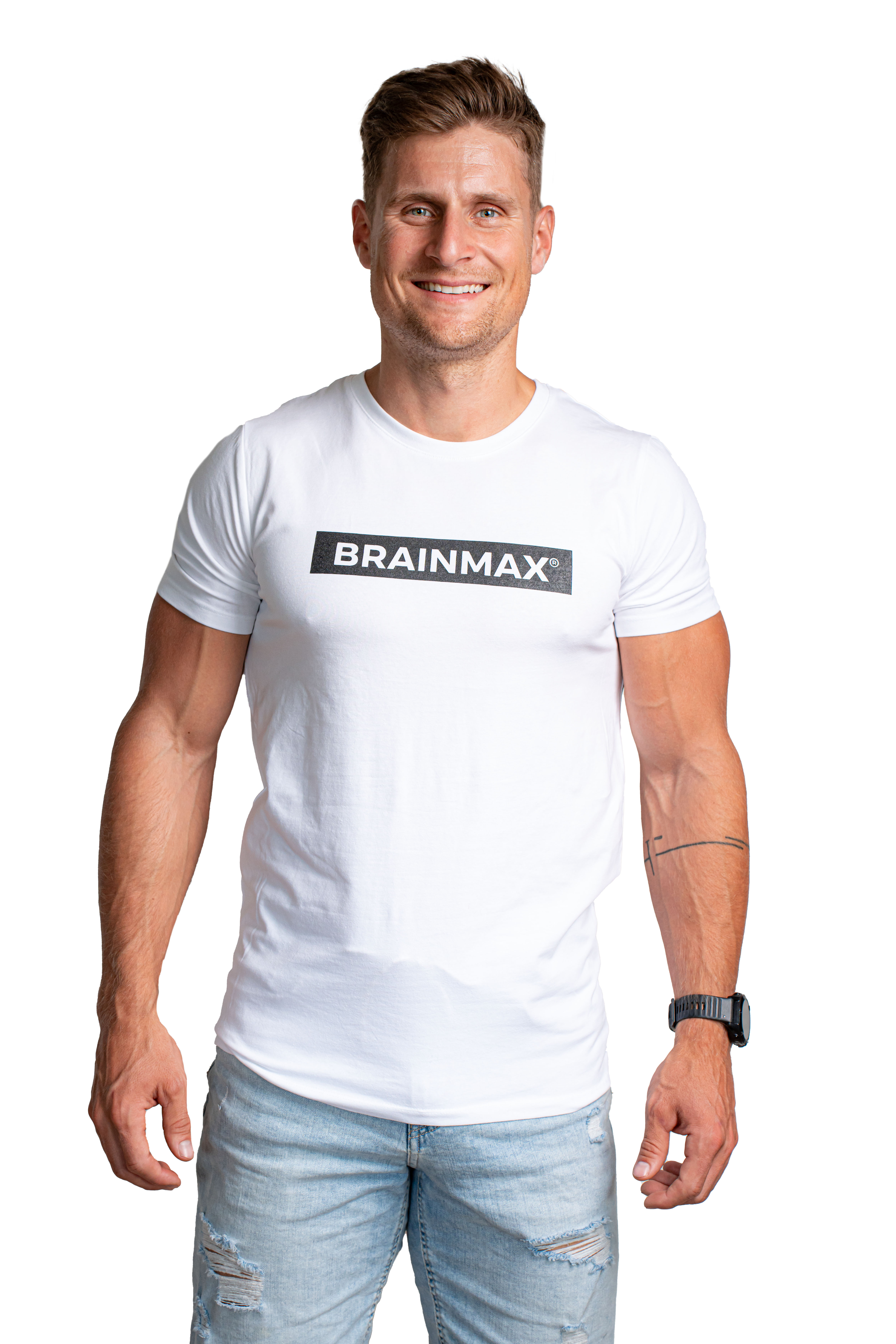 Tričko BrainMax s pruhem pánské - bílé Velikost: L