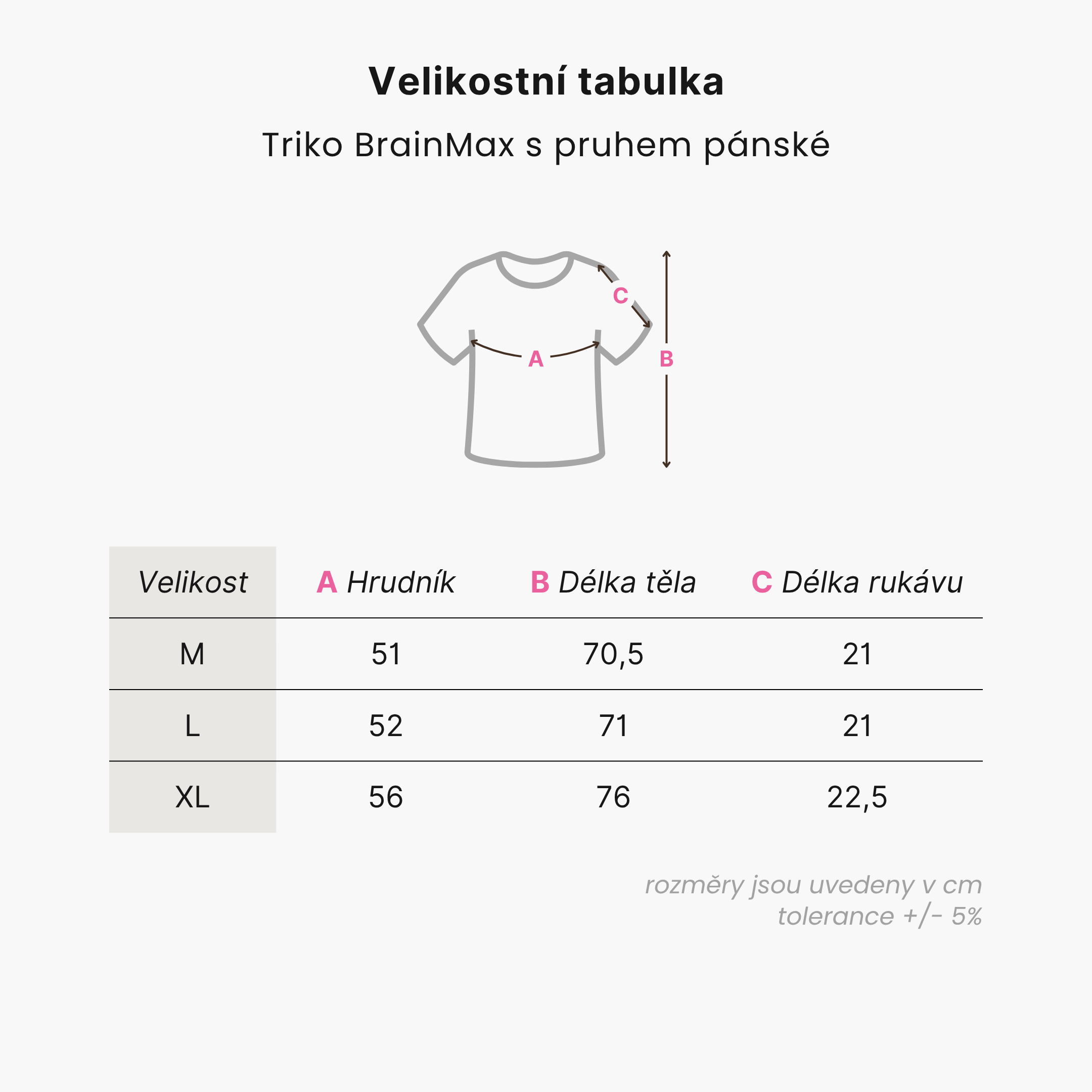 Triko BrainMax s pruhem pánské - bílé Velikost: M Obrázek