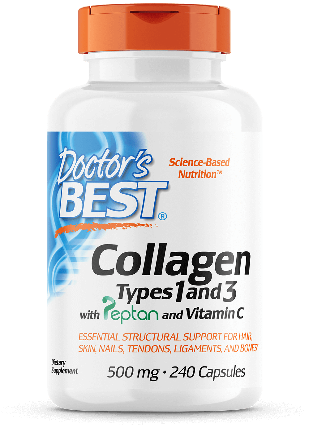 Doctor's Best Doctor’s Best Kolagen, Typ I & III s Peptanem a vitamínem C 500 mg, 240 kapslí