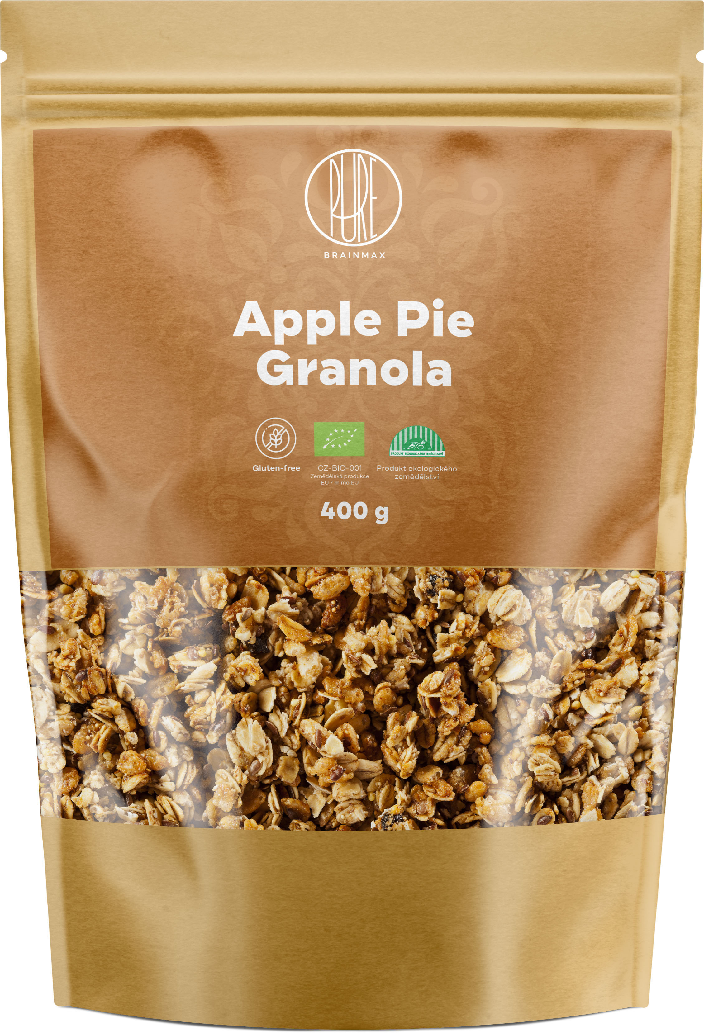 BrainMax Pure Granola, Apple Pie,  Javorový sirup a Jablko, BIO, 400 g *CZ-BIO-001 certifikát