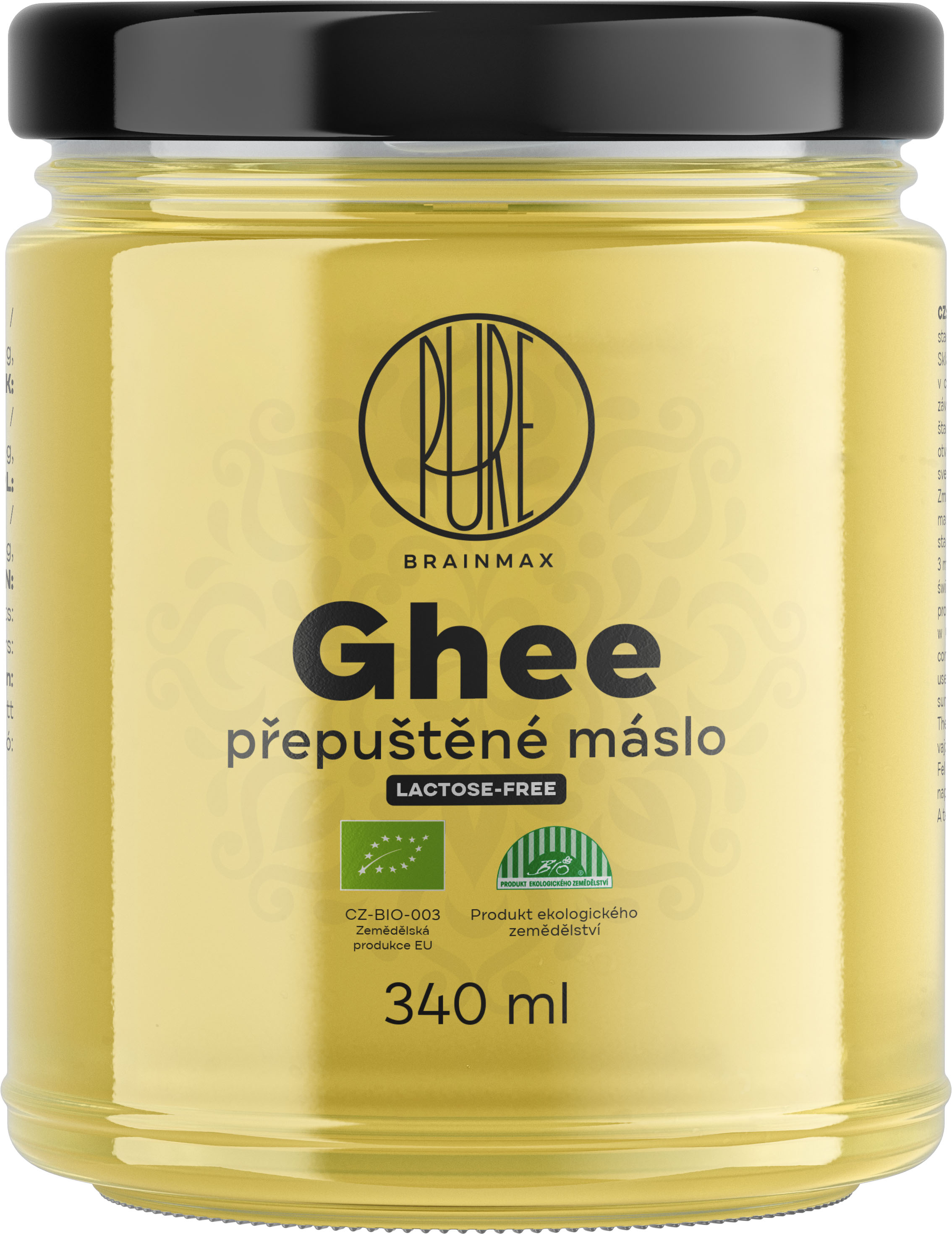 Levně BrainMax Pure Ghee, přepuštěné máslo GHÍ, BIO, 340 ml *CZ-BIO-001 certifikát