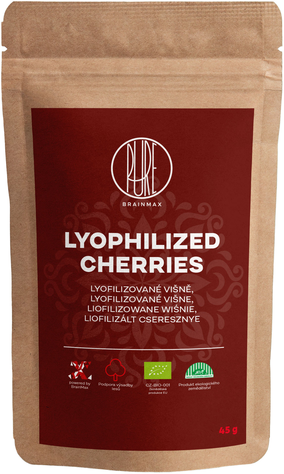 BrainMax Pure Lyophilized Cherries, Lyofilizované višně, BIO, 45 g *CZ-BIO-001 certifikát