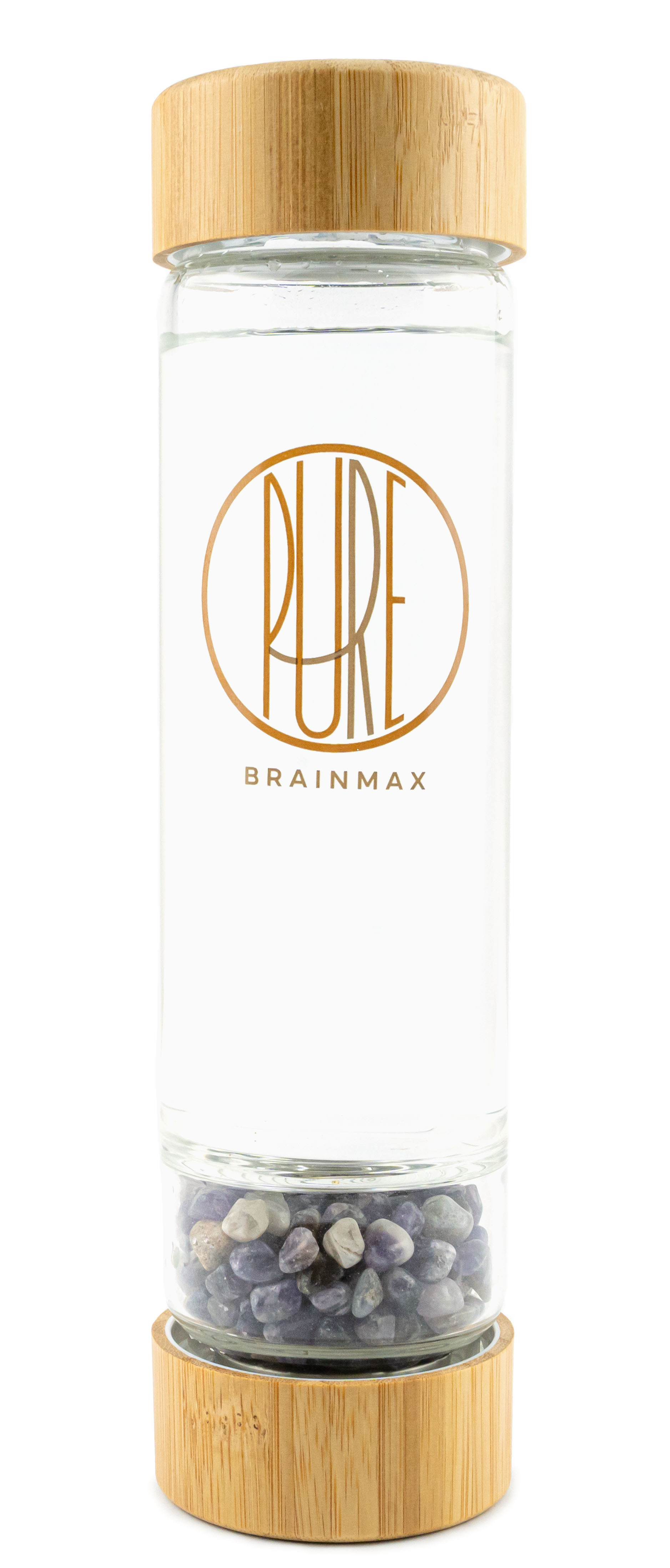 BrainMax Pure Skleněná láhev s ametystem, 500 ml