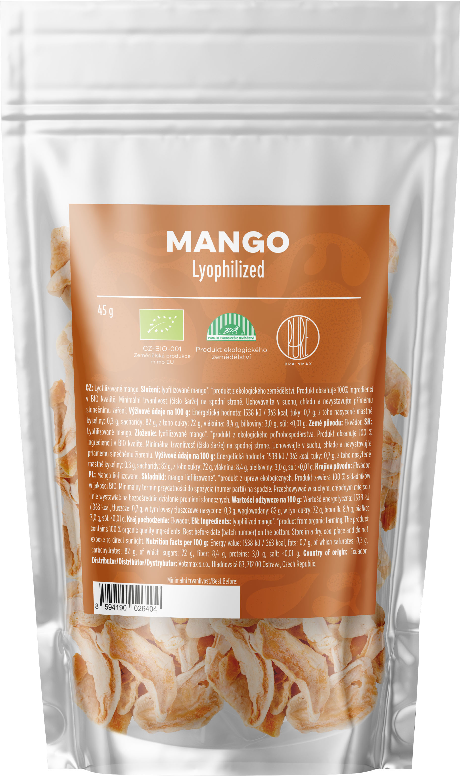 BrainMax Pure Lyofilizované mango, BIO, 45 g *CZ-BIO-001 certifikát