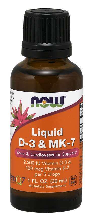 Now® Foods NOW Tekutý vitamin D3 & vitamin K2 MK-7, 500 IU & 20 ug v 1 kapce, 30 ml, EXP.