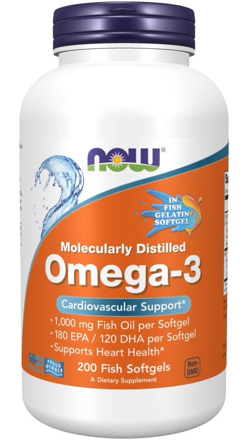 Levně Now® Foods NOW Omega-3, molekulárně destilované, 200 rybích kapslí
