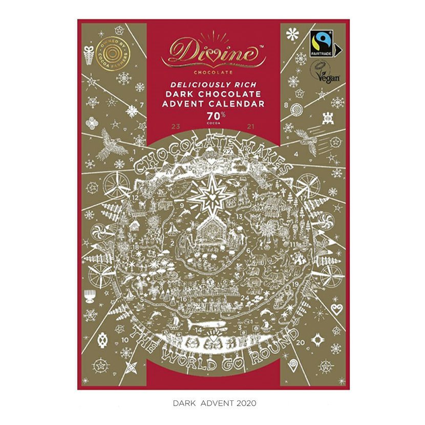 Divine Chocolate - Adventní kalendář hořká čokoláda 70% 85g Obrázek