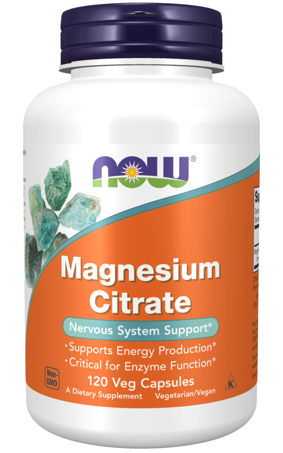 Now® Foods NOW Magnesium Citrate, hořčík citrát, 400 mg, 120 rostlinných kapslí