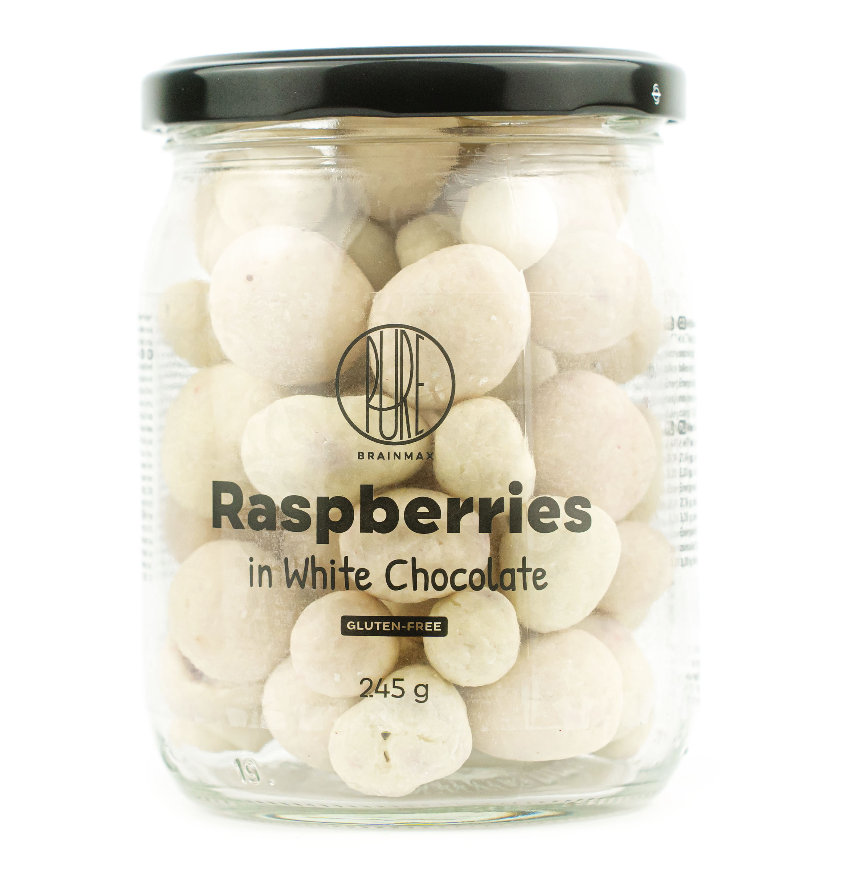 Levně BrainMax Pure Raspberries in White Chocolate, Lyofilizované maliny v bílé čokoládě, 245 g