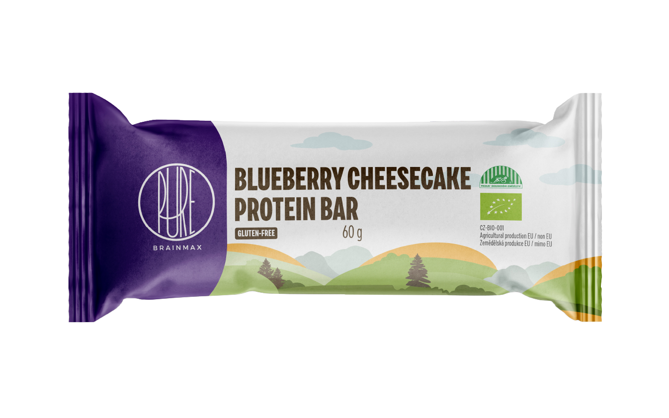 BrainMax Blueberry Cheesecake Protein Bar, Proteinová tyčinka, Borůvkový cheesecake, BIO, 50 g